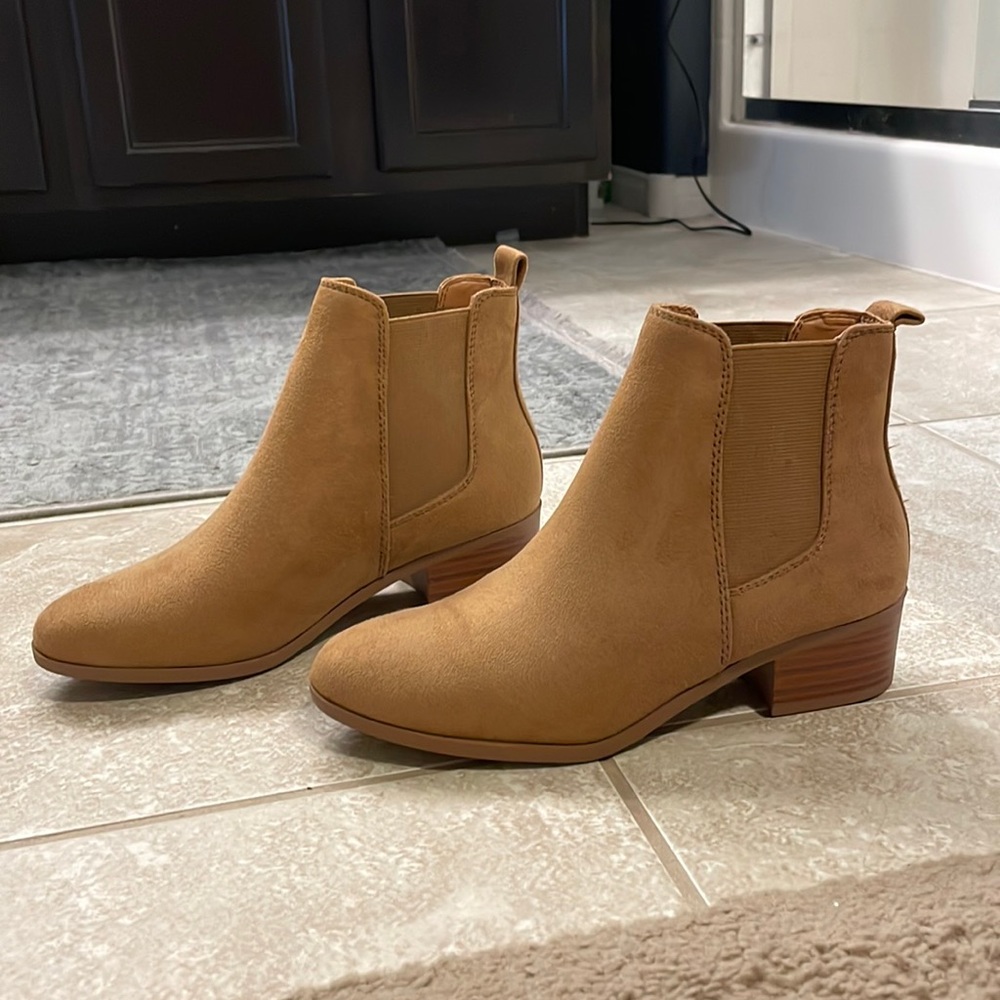 Brown suede booties
